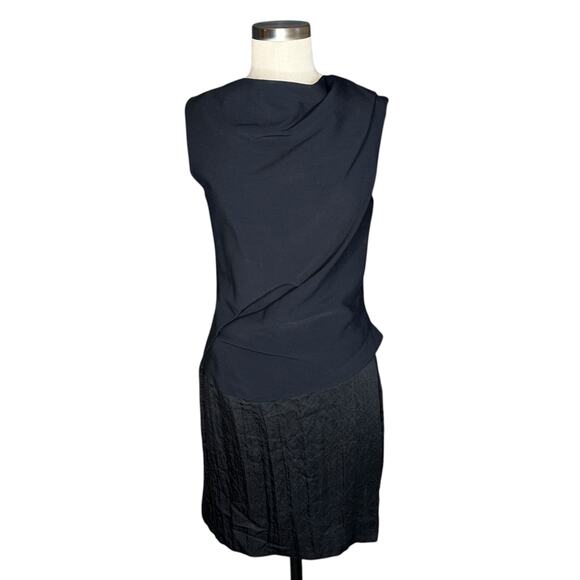 HELMUT LANG Black Asymmetric Sheath Mini Dress Women's Size 6 Classic LBD Basics - Picture 1 of 7